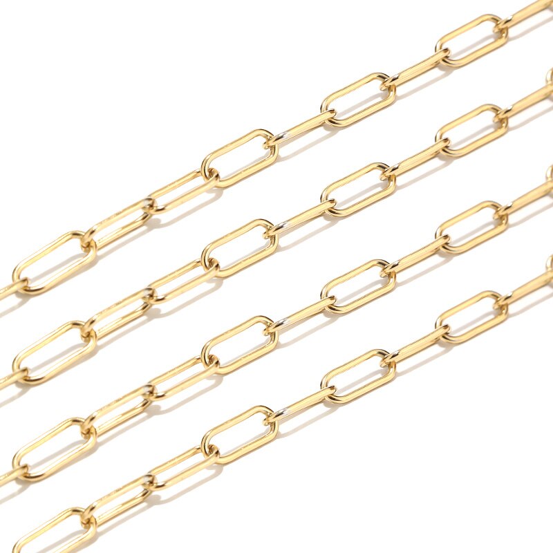 1Meter 7mm Width Stainless Steel Gold Tone Rolo Cable Chains Heavy Chic Chain Fit for Jewelry Making