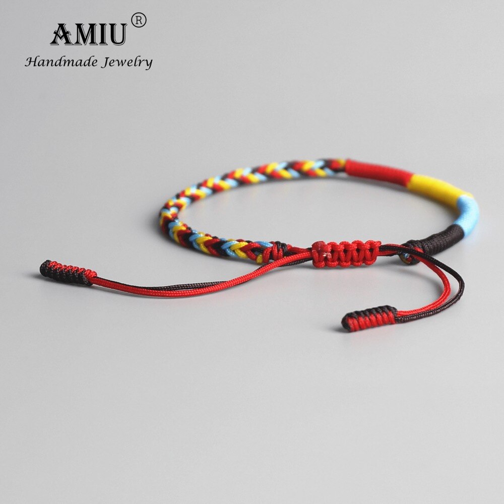 AMIU Tibetischen Buddhistischen Tibetischen Glück Geflochtene Armbänder &Ampere; Armreifen Für Frauen Männer Handgemachte Knoten Grün Seil Amulett Armbinde