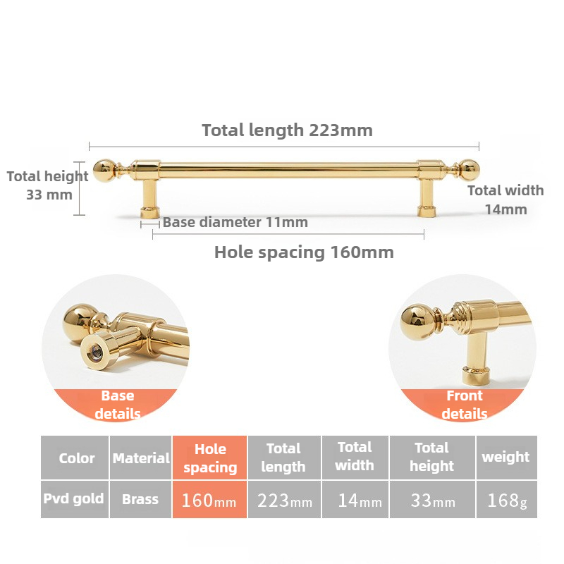 Fransk stil luksuriøse gull kjøkkenskap dørhåndtak solid messing skuffknotter møbelhåndtak maskinvare: Oransje