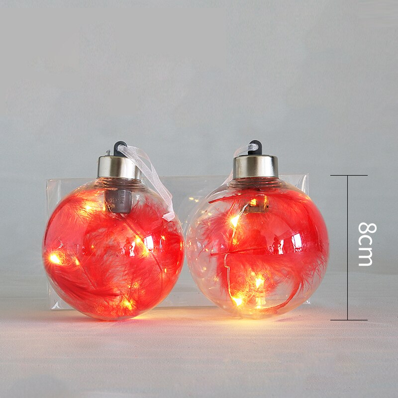 8Cm Kerst Ballen Met Verlichting Boom Ornamenten Led Licht Onbreekbaar Xmas Bruiloft Jaar Decoraties Bal: Red