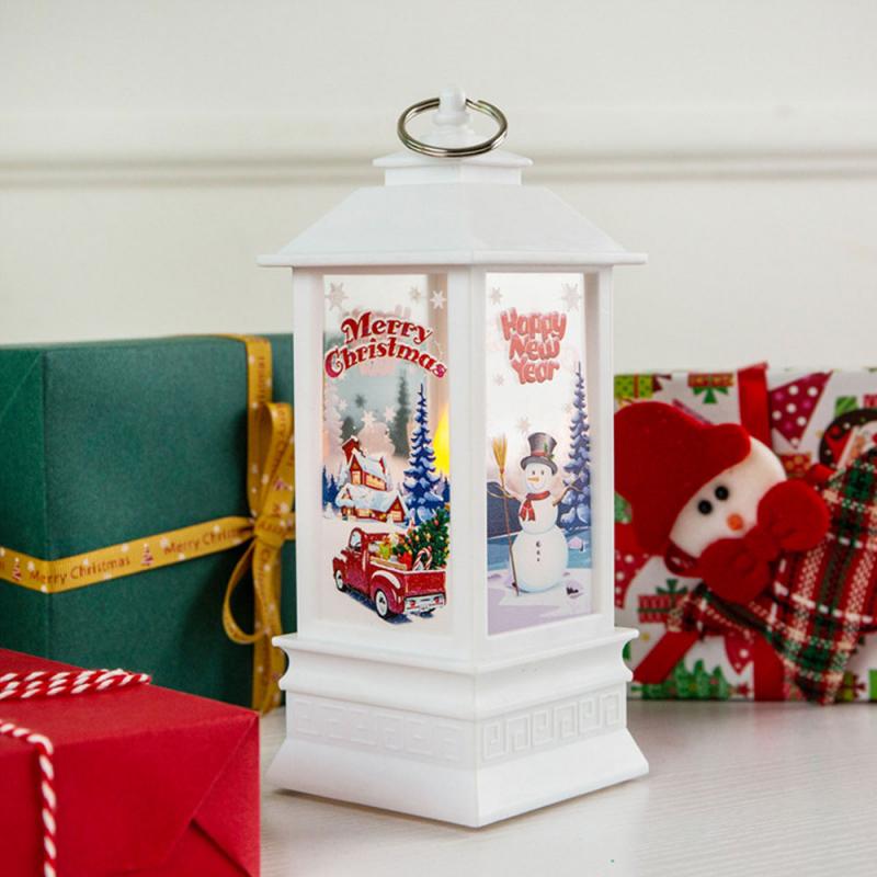 1PC Christmas Light Christmas Santa Claus Snowman Deer Castle Lamp Light Hanging Lantern Decoration Night Light Desktop Decor