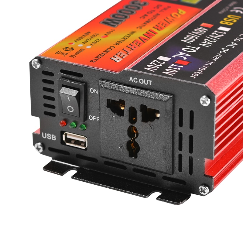 Zonne-omvormer 12v 220v 3000w piekspanningsomvormer transformator  dc 12v & 24v 48v & 60v naar  ac 110v/220v auto-aanpassing omvormer