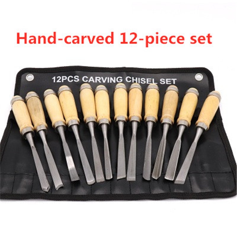12Pcs Wood Carving Hand Chisel Knife For Basic Wood Cut DIY Carving Chisel Tools Set Woodworking Gouges Hand Tools