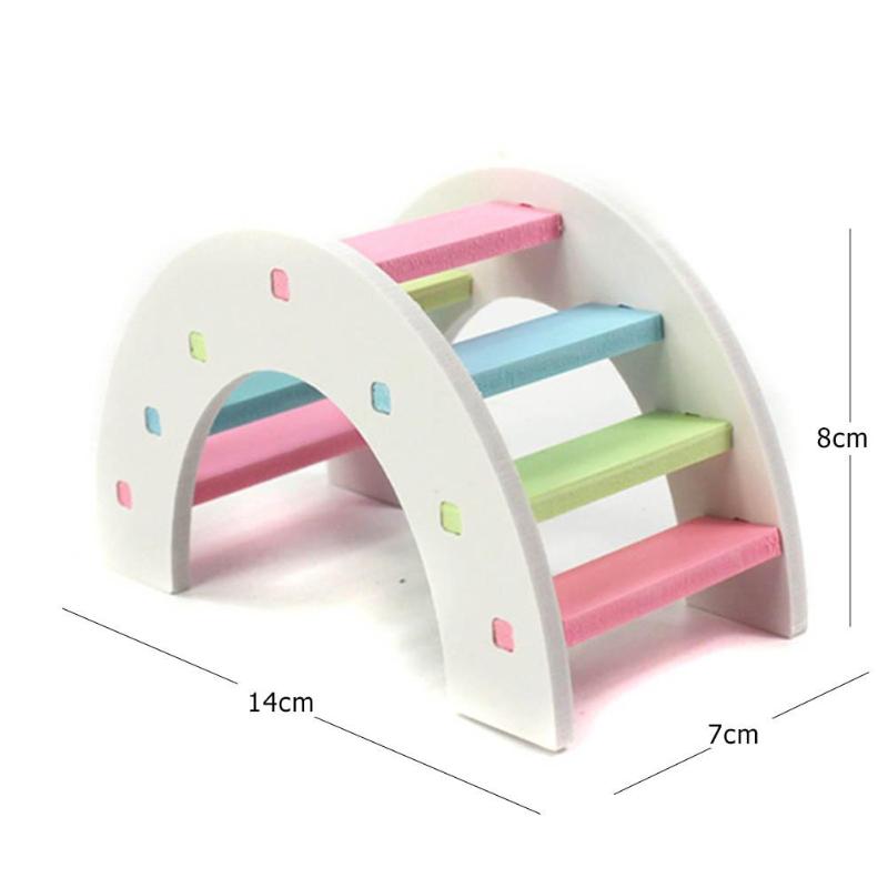 Hamster Rainbow Bridge Colorful Ladder Pet Activity Toys Climbing Playing Toy Ladder Mouse Chinchilla Mini Wooden Bridge