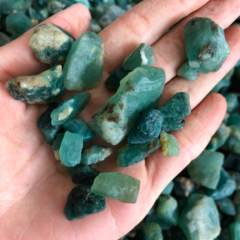 Piedra preciosa verde de esmeralda de tamaño variado, piedra verde para la fabricación de 1 kg de joyas y grandierita, curación del Tesoro, meditación