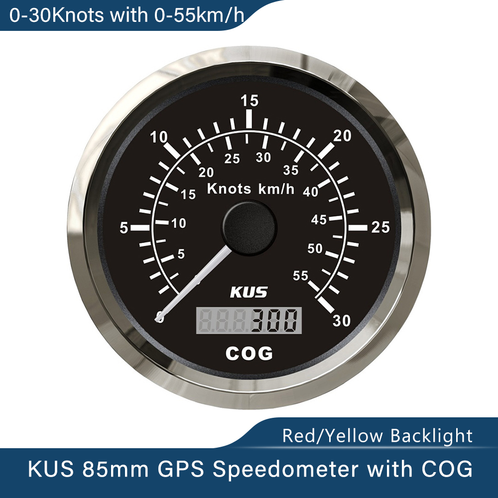 Kus 3 3/8 &quot;Waterdichte Marine Boot Schepen Gps Snelheidsmeter 15 Knopen 30 Knopen 60 Knopen Met Rood/geel Backlight: 30knots-BS