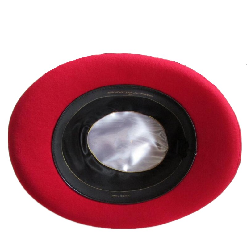Red Wool Felt Homburg Fedora Hat / Godfather Hat