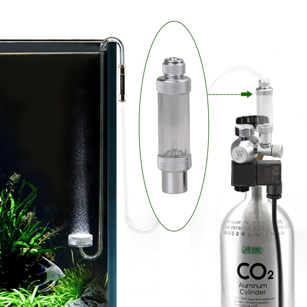CO2 Bubble Teller Met Terugslagklep Voor Aquarium Kooldioxide Meting Apparaat Dubbele Hoofd Aluminiumlegering CO2 Aquarium