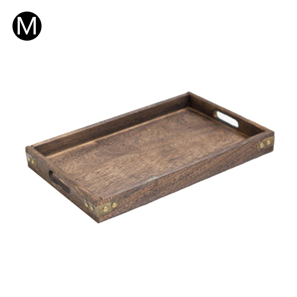 Rectangular Dinner Dessert Suppliers Solid Wood Tableware Retro Breakfast Storage Tea Food Hotel Home Serving Tray Snack 3 Size: M