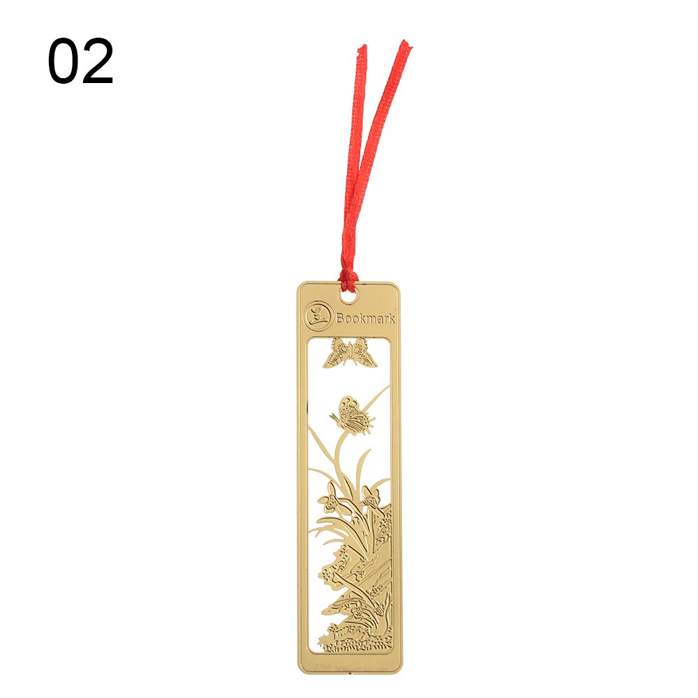 Metal Bookmarks Literature Art Brass Leaf Bookmarks Teacher Stationery Clip Hollow Book Holder Office Students Supplies: 2 orchid