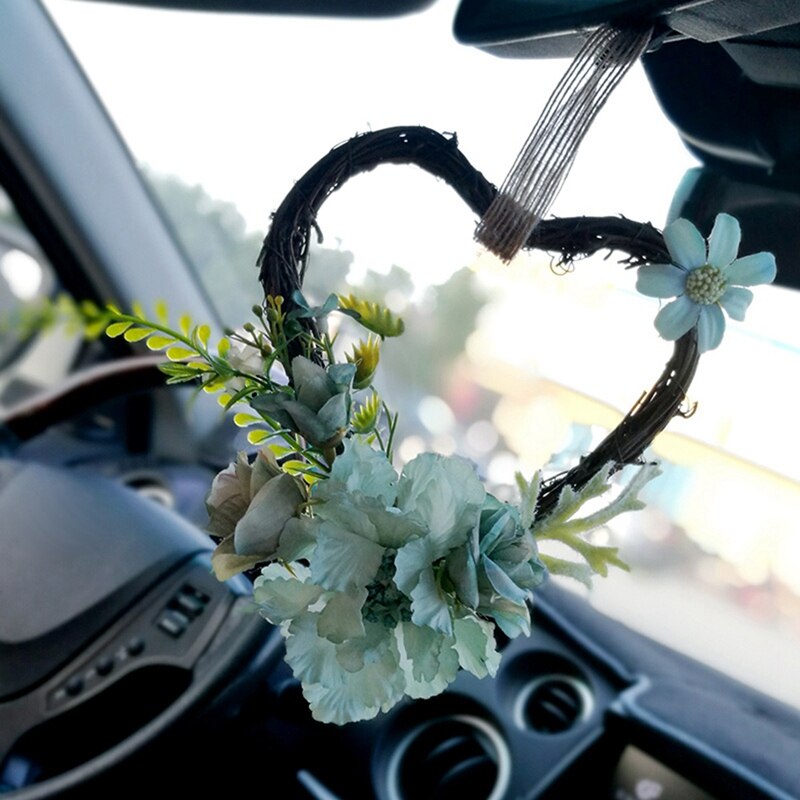 Wedding Flower Wreath Heart-Shaped Wreath Spring Wreath Hanging Flower Wreath Party Wall Window Home Decoration, 6 Inch