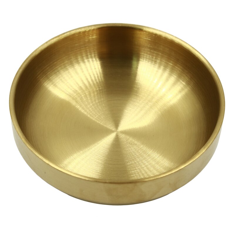 Kitchen Rice Container Picnic Use Tableware Plates Stainless Steel Seasoning Dish Plate Multipurpose Snack Saucers Round Sauce: 9cm gold