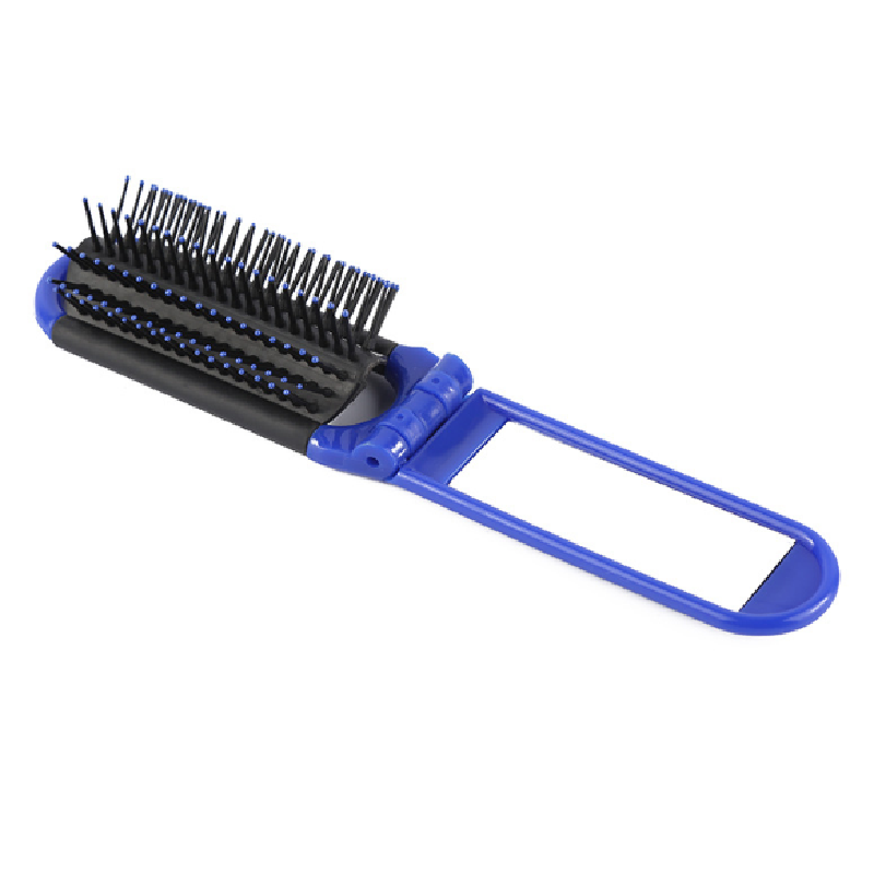 Cepillo de pelo plegable portátil con espejo, peine de viaje compacto, monedero de tamaño bolsillo, nueva , 1 unidad