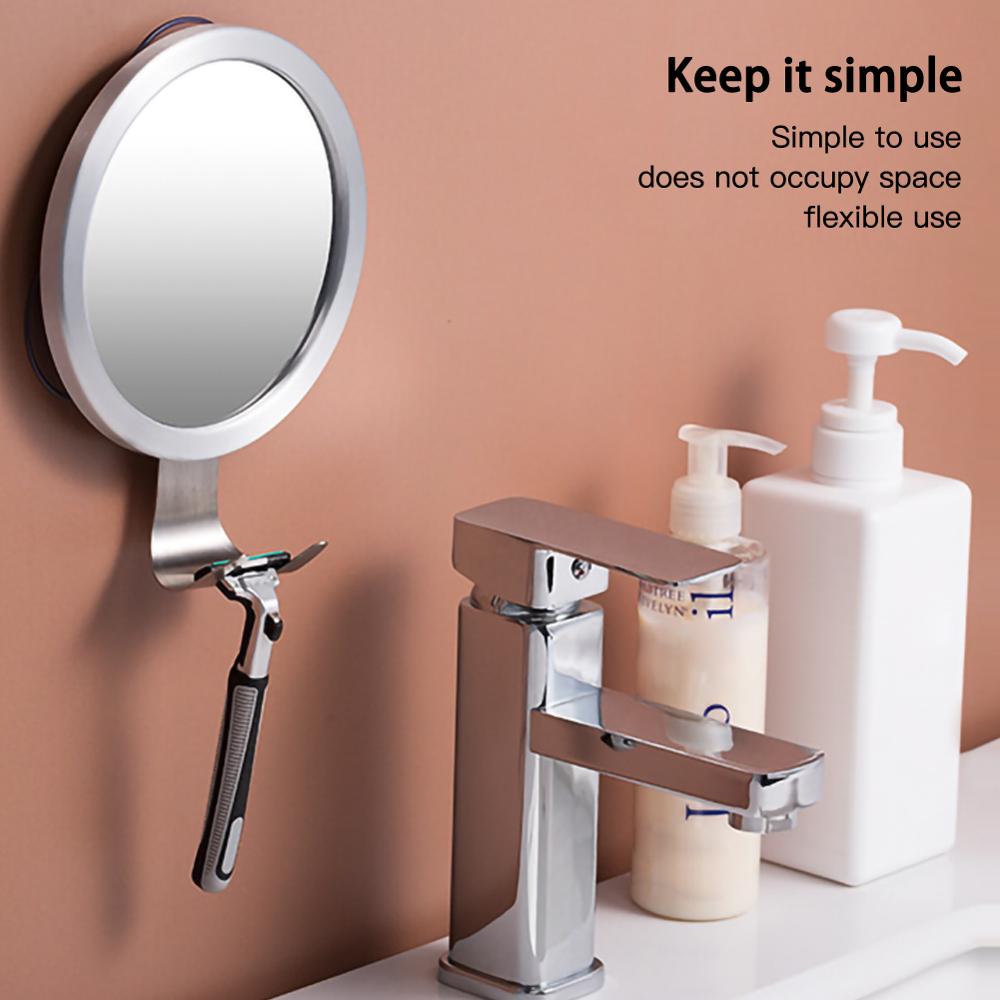 Stainless Steel Anti Fog Shower Mirror Bathroom Shaving Mirror wall Vanity Makeup Mirror Bathroom Supplies With Suction Cup Hoo