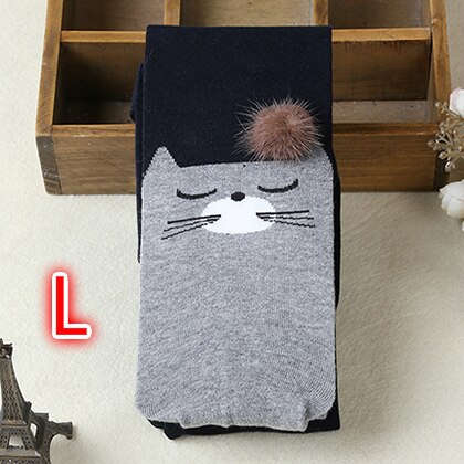 Meisjes stijlen herfst leggings voor baby kids katoen warm prinses meisjes kinderen broek mooie kat warmer kind leggings: Navy Blue Size  L