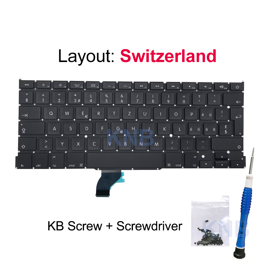 Nowy Laptop A1502 klawiatura US UK hiszpania rosyjski francuski szwajcarski włochy arabski układ dla Macbook Pro Retina 13 &quot;2013 2014 2015: Swiss with Tools