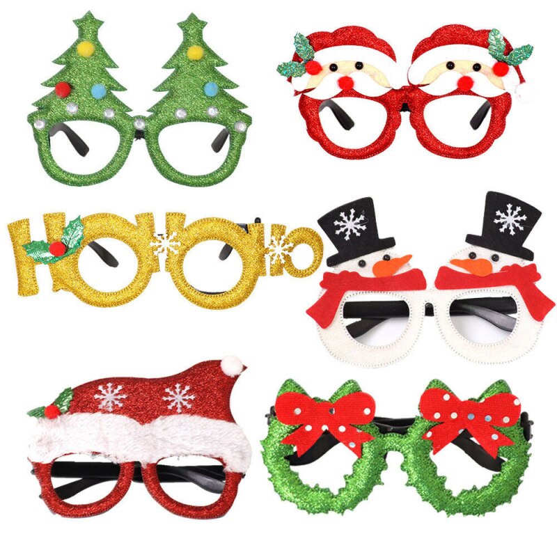 joyeux noël lunettes père noël bonhomme de neige lunettes mignon dessin animé cadre décorations pour la maison pour le nouvel an noël enfants