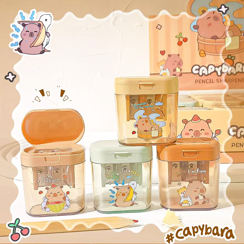 Suministros de oficina, equipo escolar, artículos de papelería kawaii, útiles escolares, bonito sacapuntas capibara para niños: Default Title