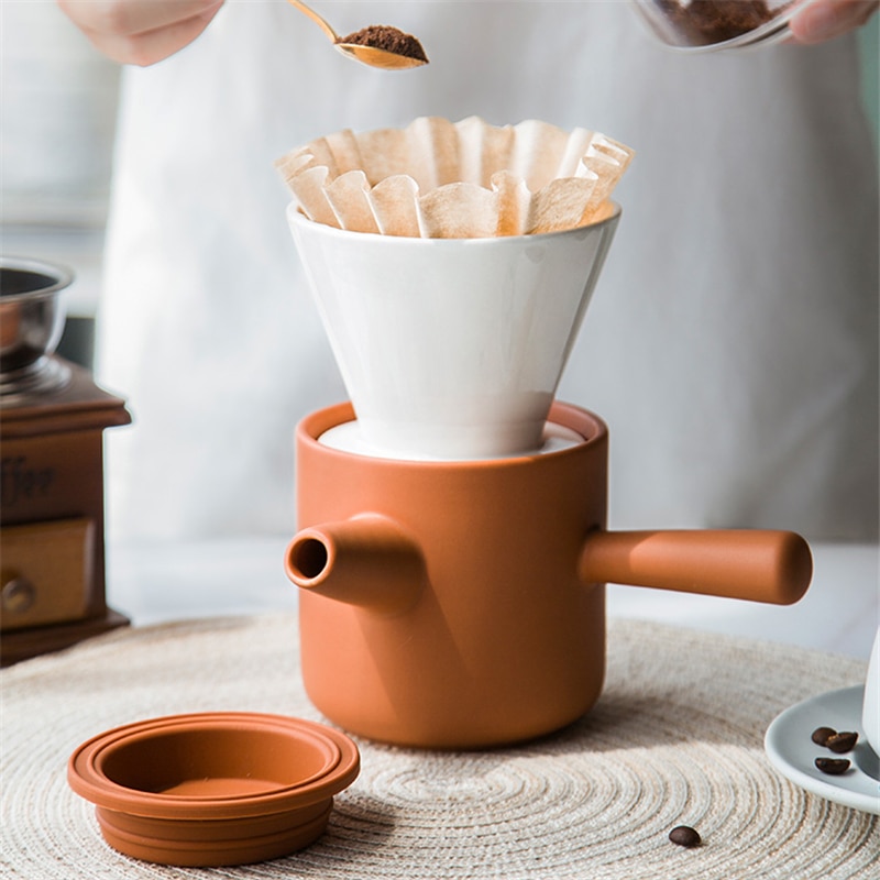 Brygg kaffe hand  v60 dropp kaffefilter gryt set keramiskt dropp filter portabelt delnings gryta kaffe filter kopp kaffe uppsättning