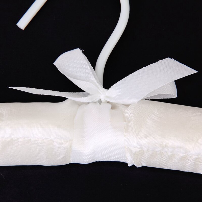 Clothes hanger 5 X White Satin Padded Clothes Hook Hanger Luxury padded satin hangers with wire hooks Satin covering holds even