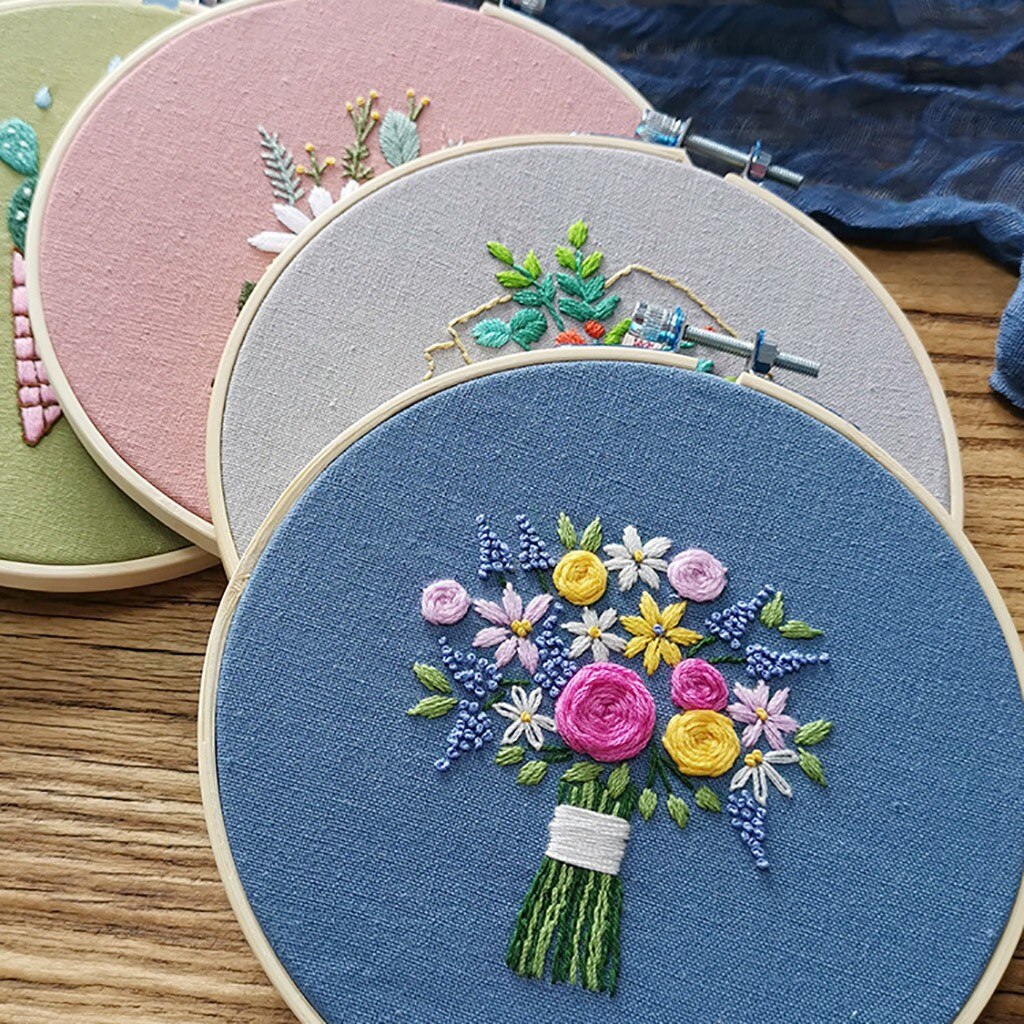 Full Range Of Embroidery Cross Stitch Stamped Embroidery With Floral Kit Bastidor Para Bordar Embroidery Cloth With Pattern