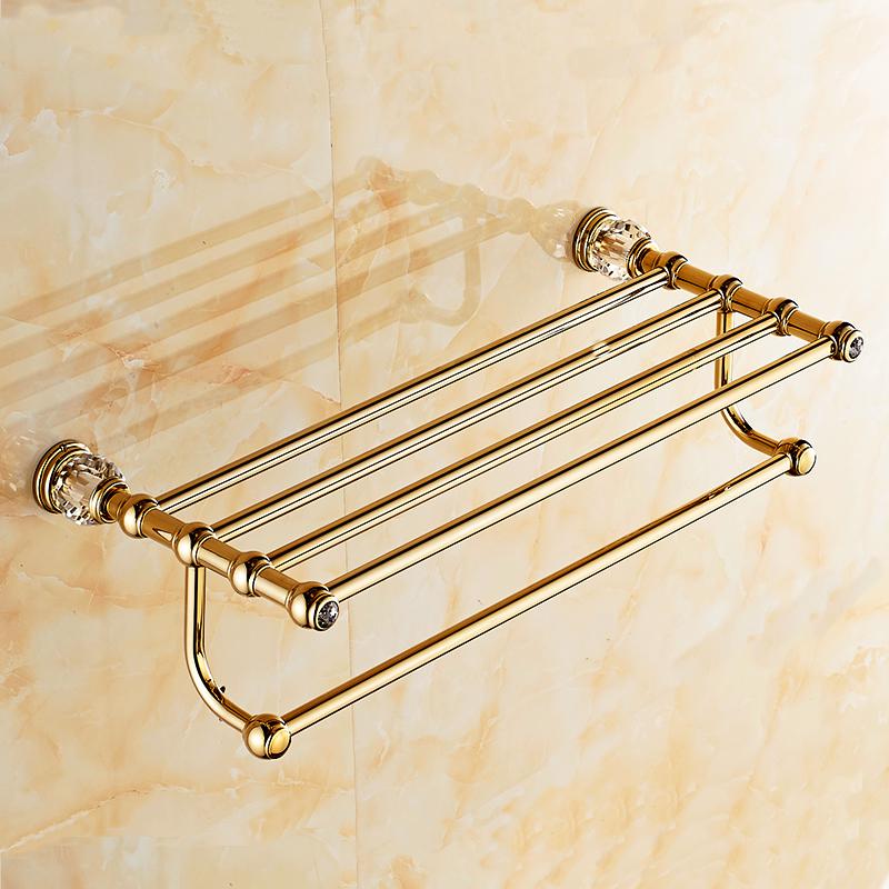 Solid Brass Crystal Bathroom Accessories Set Polish Finish Gold Bathroom Hardware Set Europe Antique Bathroom Products ST1
