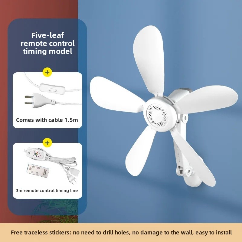 Liten veggmontert elektrisk vifte for hjem og studenthjem, ingen boring nødvendig, ideell for veggdekorasjon på baderom og kjøkken