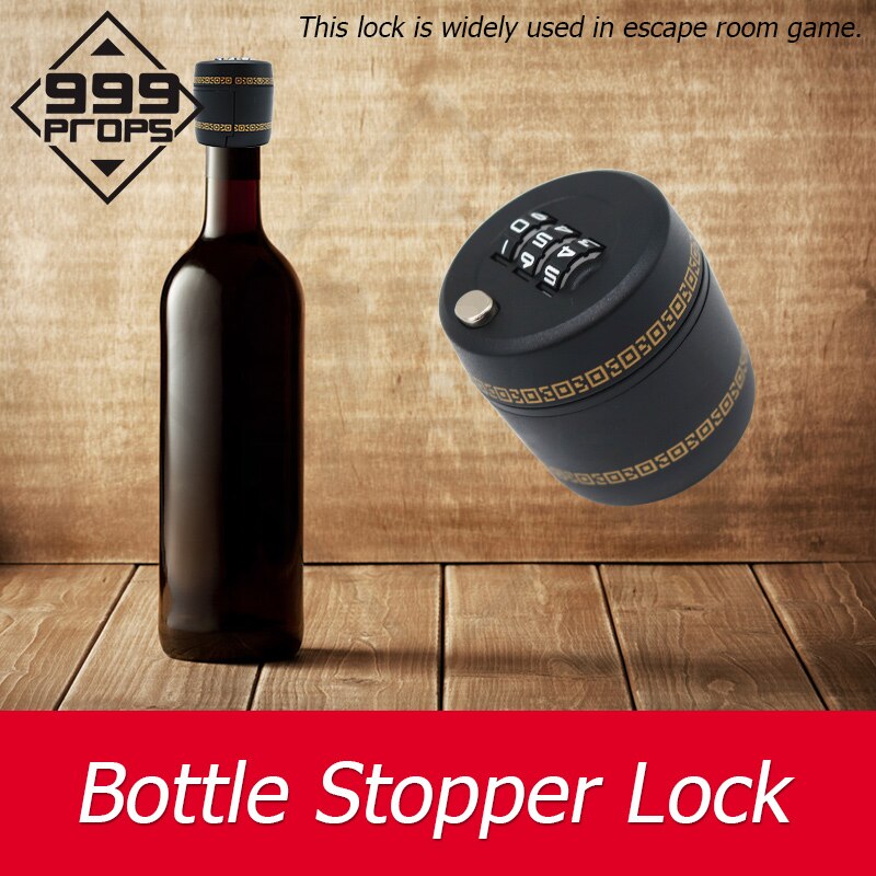 Fles Lock Liveroom Escape Game 3-Digit Puzzel Lock Plaats Het Slot Op Smalle Hals Fles Te Verbergen aanwijzingen 999Props