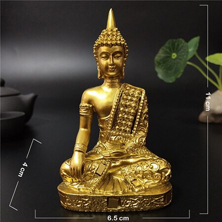 Gylden thailand buddha statue hinduistisk fengshui meditasjon buddha skulptur figurer ornamenter hjem hage dekorasjon statuer: Default Title