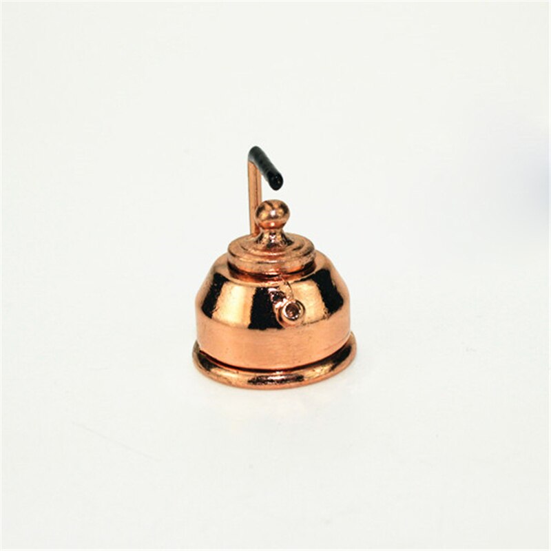 1/12 Dollhouse Miniature Accessories Mini Metal Kettle Simulation Furniture Tea Pot Kitchen Model Toys for Doll House Decoration: CZM1625