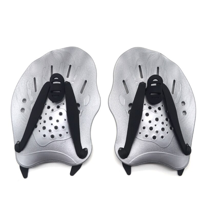 Lightweight Swim Hand Paddles w/ Adjustable Straps Unisex Swim Training Hand Paddles Swimming Fins Swimming Accessories G99D: Silver gray