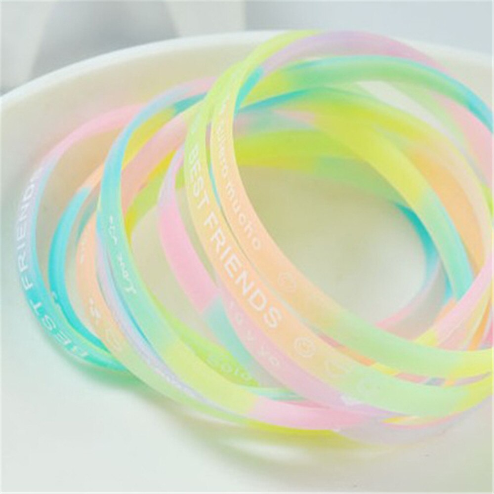 Printed Letters Luminous Silicone Sports Bracelets &amp; Bangles for Women Fluorescent Rubber Fitness Thickening Wristband Bracelet