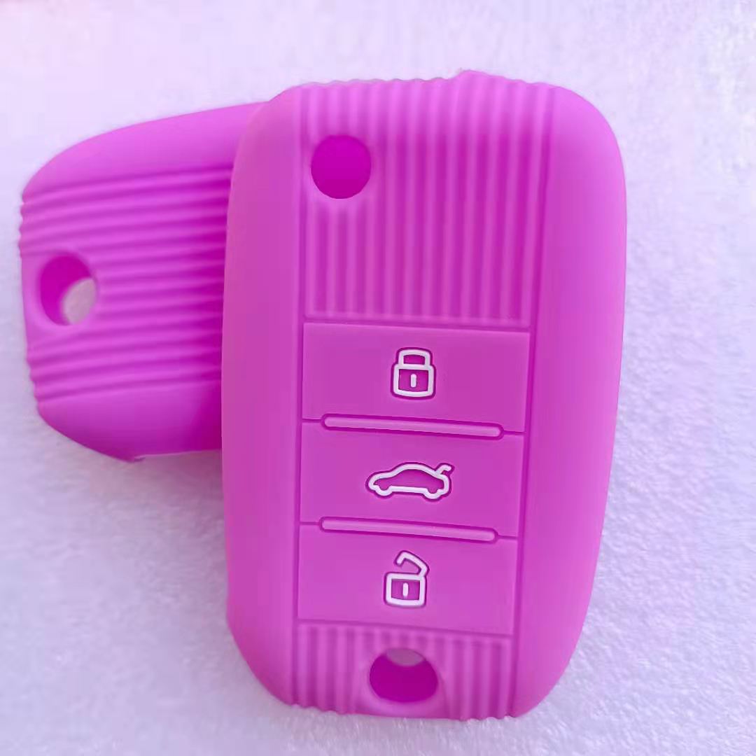 Estuche protector de llave para coche MG ZS, funda de silicona plegable, mando a distancia, 3 botones: Morado