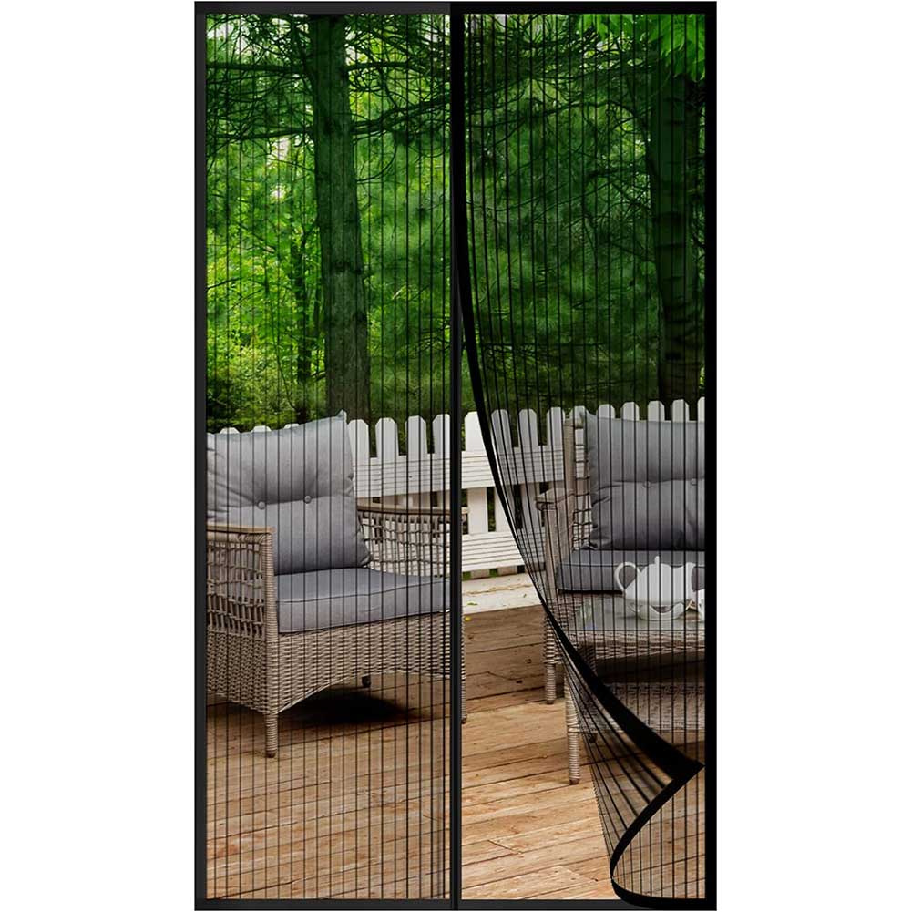 1/3/5pcs Magnetic Screen Door Self Sealing Hands Free Mesh Partition Keeps Bugs Out Pets and Kids Friendly Pending Keep Close: Queen / black
