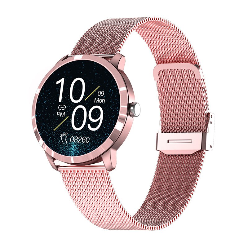 Montre connectée Q8L pour hommes et femmes, écran entièrement tactile, moniteur d&#39;activité physique et de pression artérielle, pour xiaomi huawei iphone: Rose gold