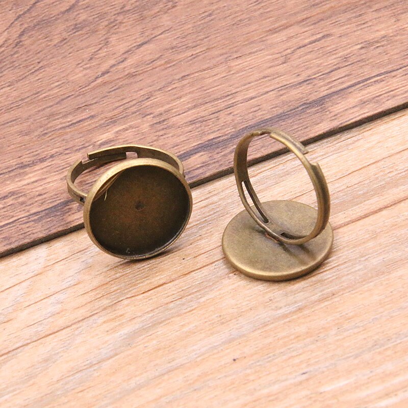 10Pcs/lot 6 Style Simple 10-20mm Adjustable Ring Bases Round Cabochon Blank DIY Rings Women Jewelry For Party: 16mm