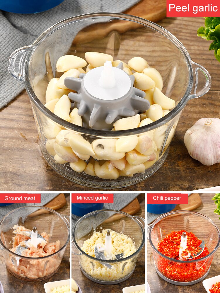Multfunctional Garlic Peeler Household Electric Meat Grinder Garlic Shredder Fruit and Vegetable Chopper Kitchen Tool