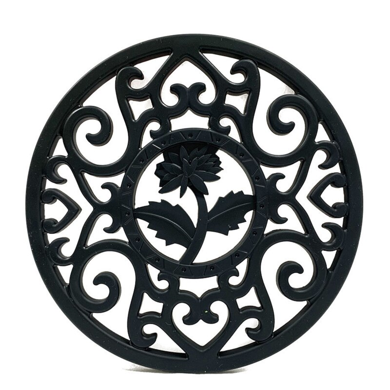 Exquisite Cast Iron Teapot Trivets Teapot Holder Chrysanthemum Pattern Pot Mat Kitchen Teaware Tea Ceremony Accessories: black