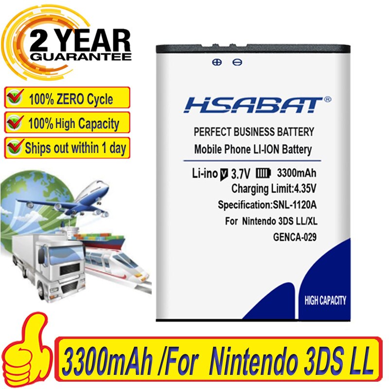 100% Originele Hsabat 3300Mah Batterij Voor Nintendo 3DS Ll Voor Nintendo 3DS Xl