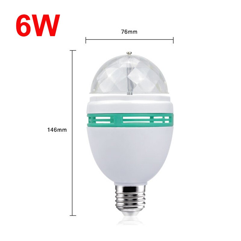 Farverig auto roterende scene disco lys  e27 3w 6w rgb ampul led lampe party pære til boligindretning belysning luces discoteca: 6w