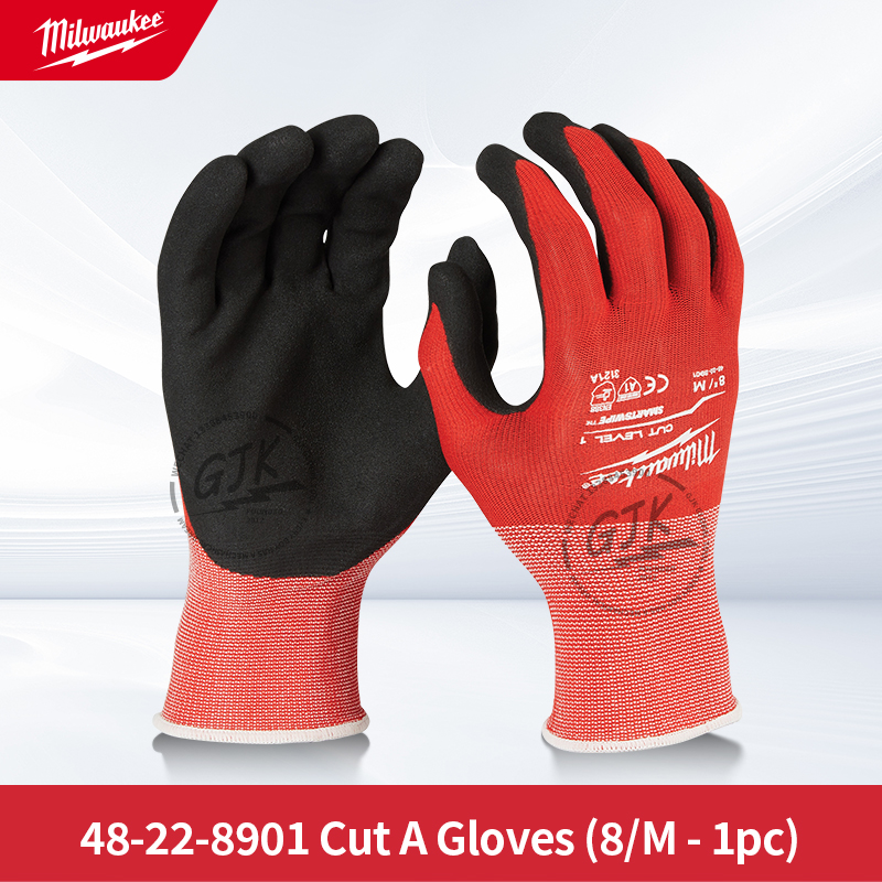 Milwaukee® 48-22-8901 cut level 1 nitril-dyppede handsker, blødt og behageligt for, åndbar handske, rød, m: Rød