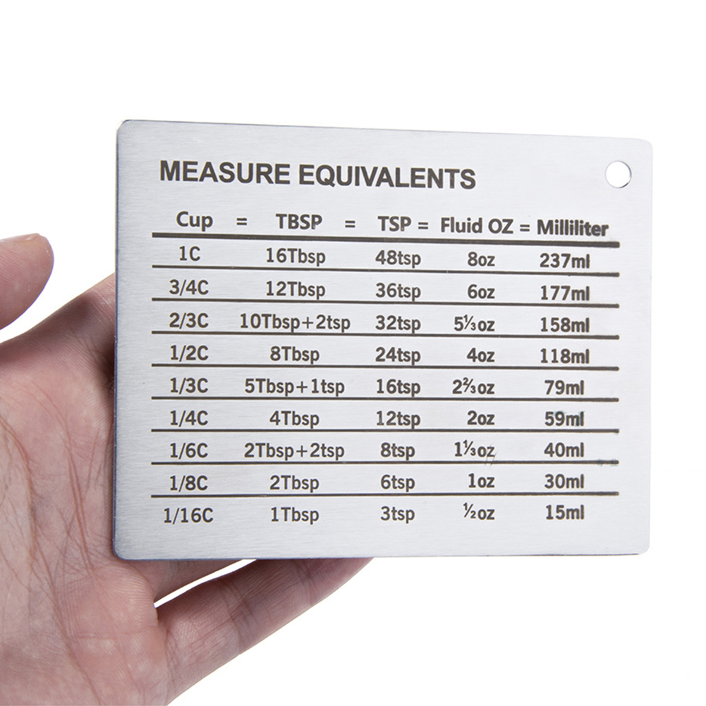 Stainless steel Magnetic Mount Plate Kitchen Measuring Cups Cooking Conversion Chart Baking Scale Plate Kitchen Measuring Cups