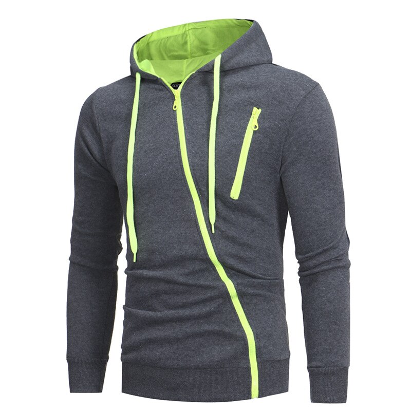 Manteau d'extérieur à capuche avec fermeture, veste de sport en plein air pour homme pull, pardessus mince à fermeture éclair oblique, vêtement d'extérieur ample, vêtements chauds