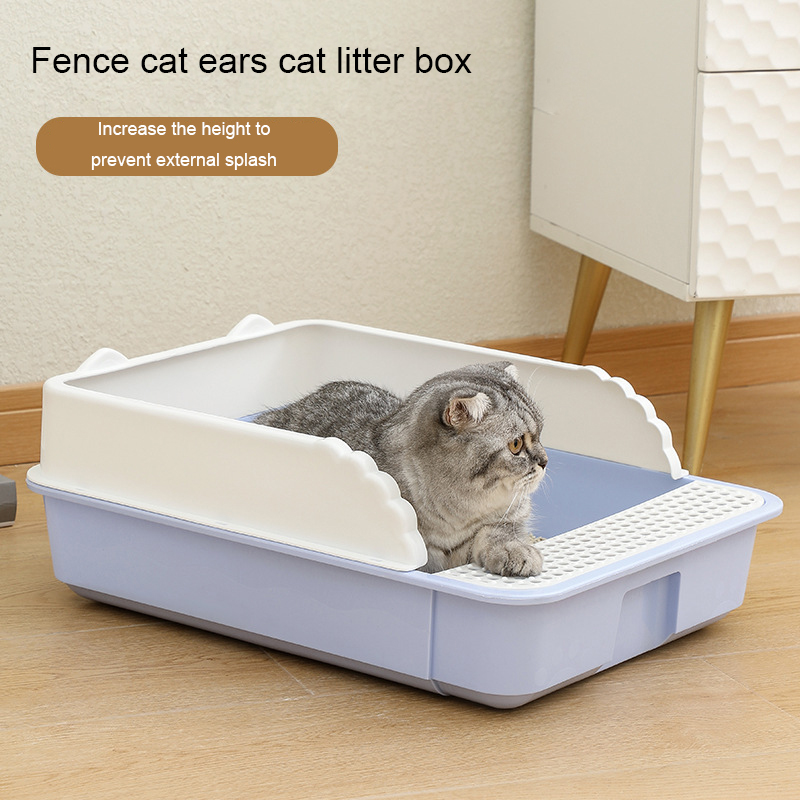 Katzen Wurf Kasten Haustier Wc Becken halb-Geschlossen Hund Sauber Wc Sandkasten Katze Hund Tablett Kätzchen Wurf Schaufel Anti Spritzen Wurf Kasten