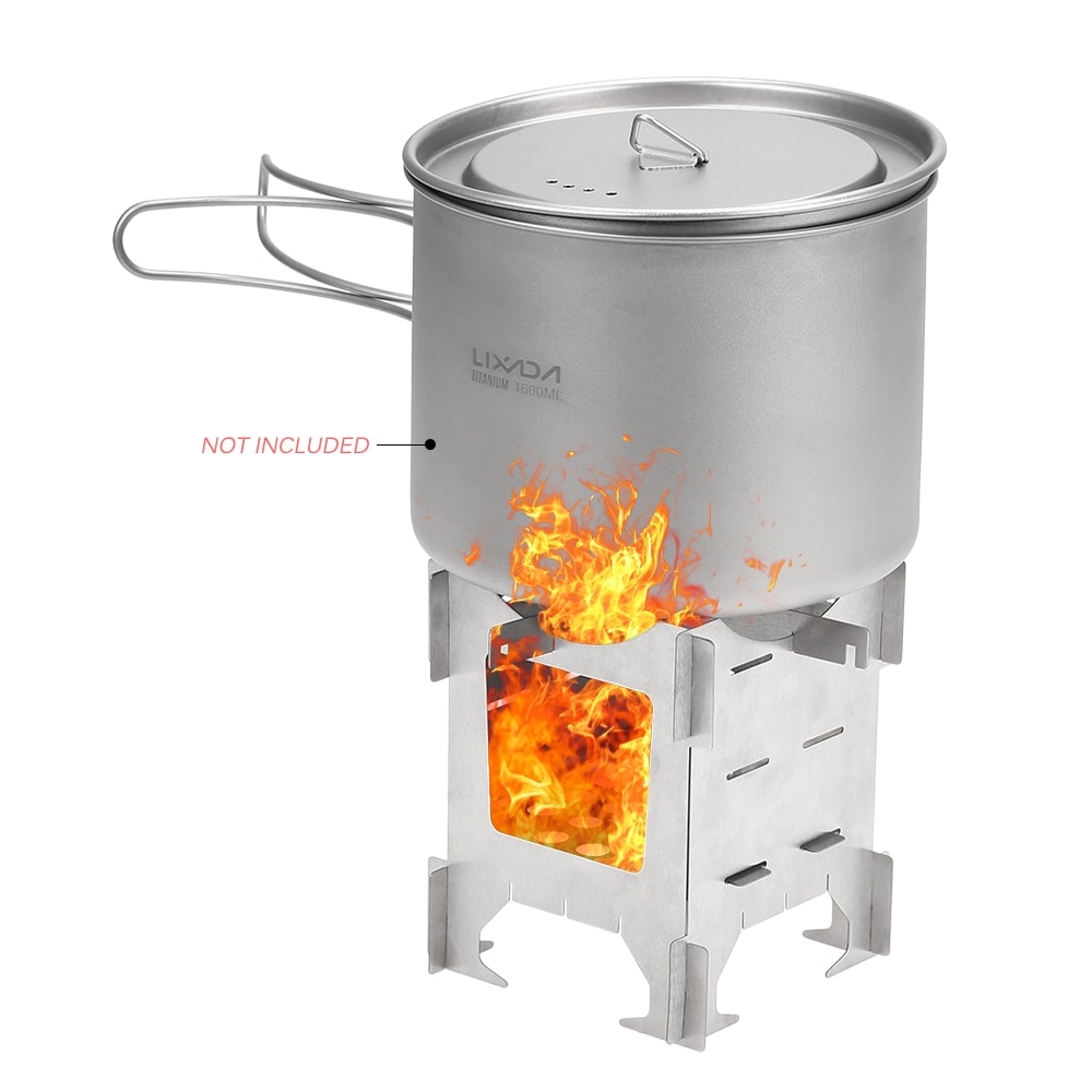 Lightweight Titanium Folding Wood Stove Outdoor Camping Stove Picnic Cooking Backpacking Furnace Outdoor Camping Stove