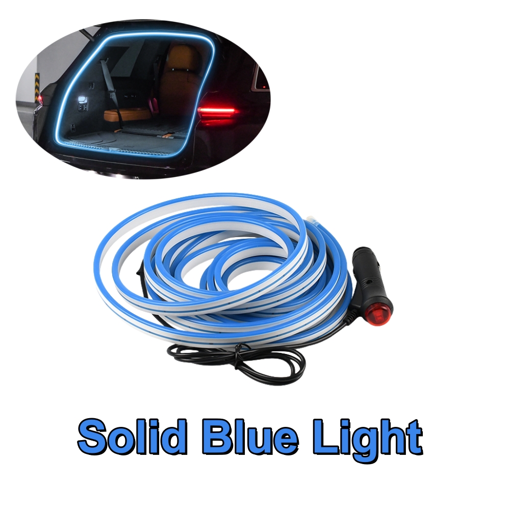 Iluminación ambiental para coche, tira de luces para maletero, iluminación ambiental de 12V, tira decorativa de inducción magnética, iluminación LED para Interior de coche: Cristal azul