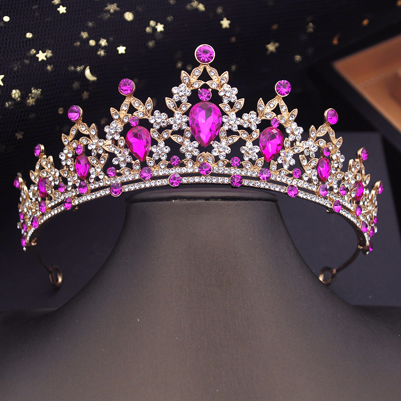 Princess Crown Small Tiaras Headdress Party Birthday Diadem Bridal Wedding Dress Hair Jewelry Accessories: Blue white zinc plated