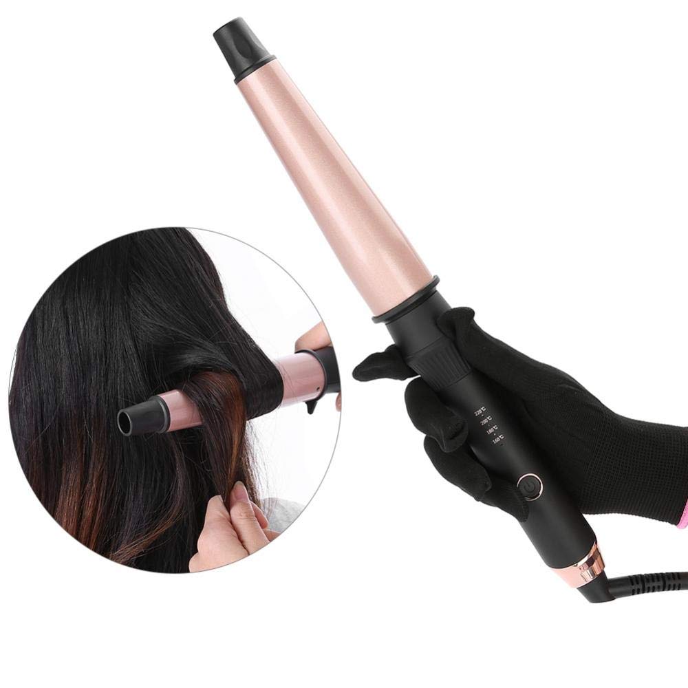 Fer à friser électrique cône argenté pour cheveux longs, baguette professionnelle en aluminium, cinq vitesses, outil de styliste