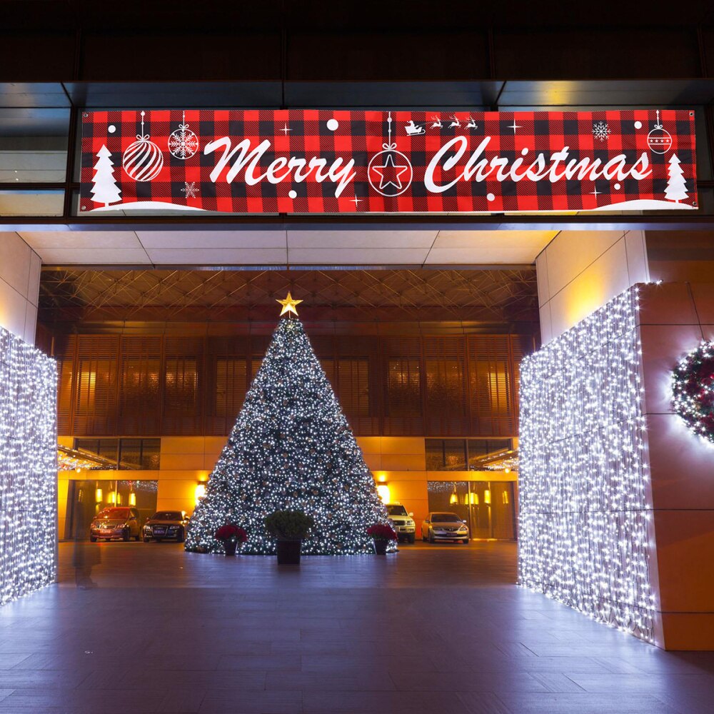 Christmas Banner Scene Layout Banner Funny Decorative Flag for Shop Festival (Christmas Style 01): Default Title