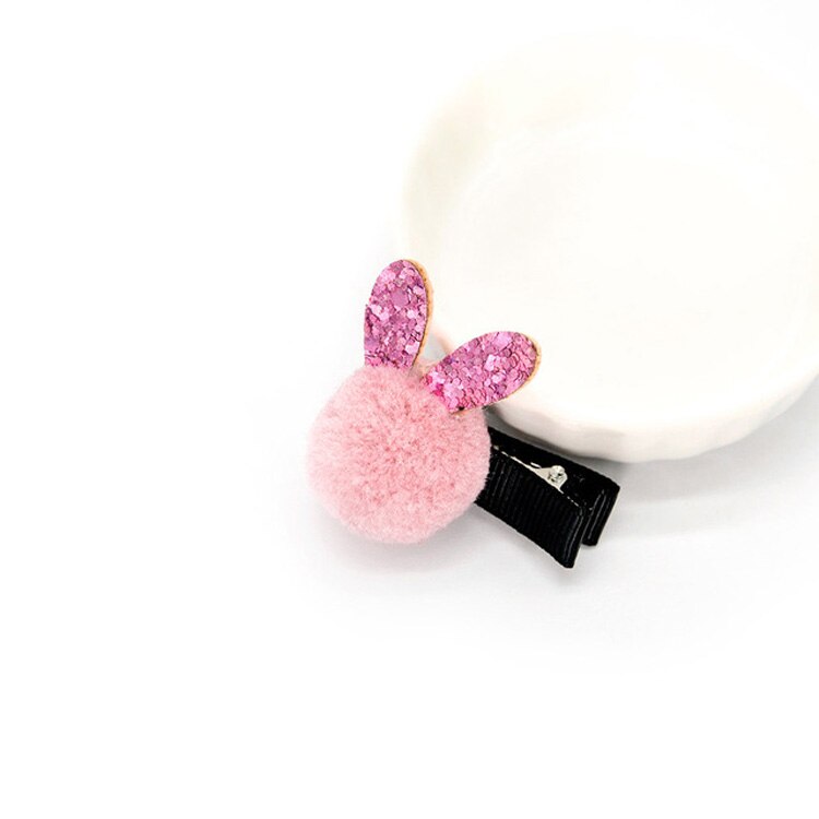 Cartoon Gekleurde Pom Ballen Haarspelden Meisjes Baby Leuke Kleine Konijnenoren Haar Clips Kinderen Hoofddeksels Prinses Haarspelden Haar Accessoire: Pink